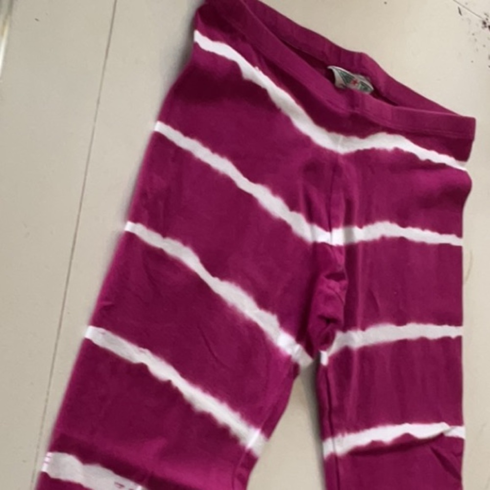Hardtail fuchsia and white tie dye yoga pants medium